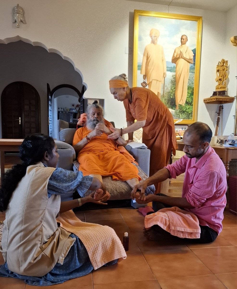 Ayurvedic therapists giving a treatment