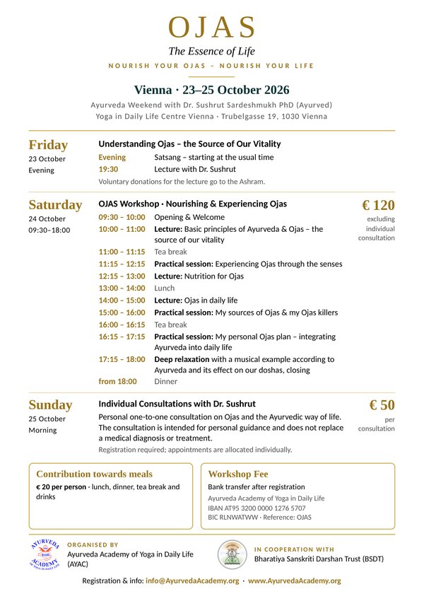 OJAS Vienna 2026 – Programme and prices